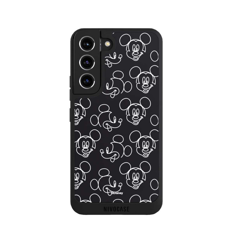 Galaxy S22 NIVOpure Disney Mickey Faces Black Line Art Pattern