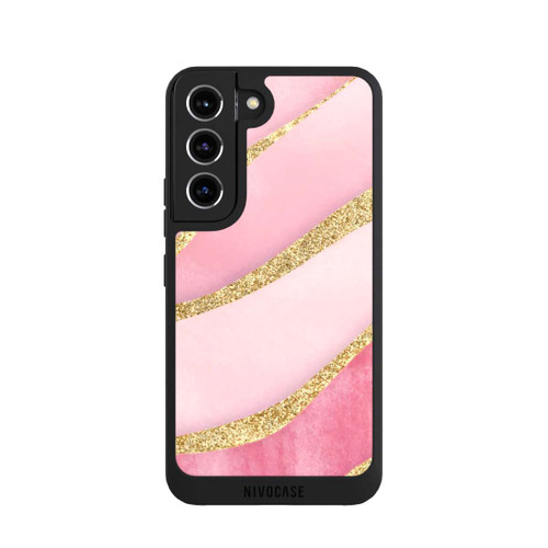 Samsung Galaxy S22 NIVOpure Pink Marble Goldprint Stripes