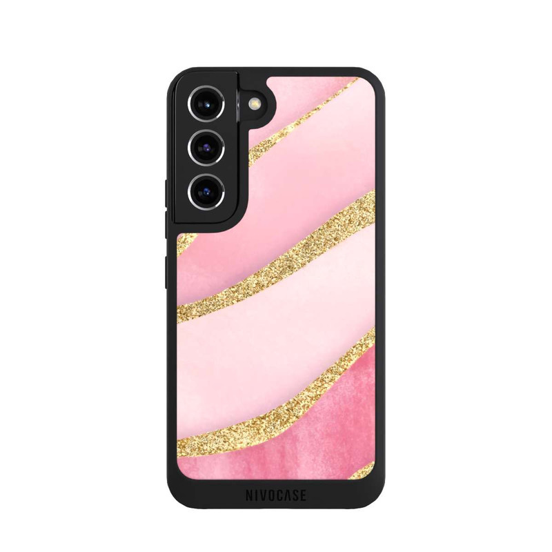 Galaxy S22 NIVOpure Pink Marble Goldprint Stripes