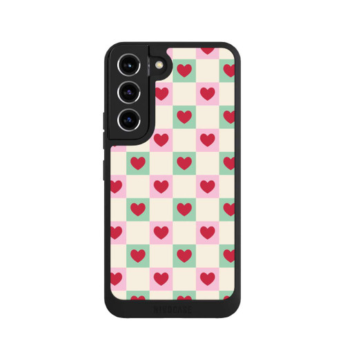 Samsung Galaxy S22 NIVOpure Karomuster Herzen Rosa und Grün Valentinstag
