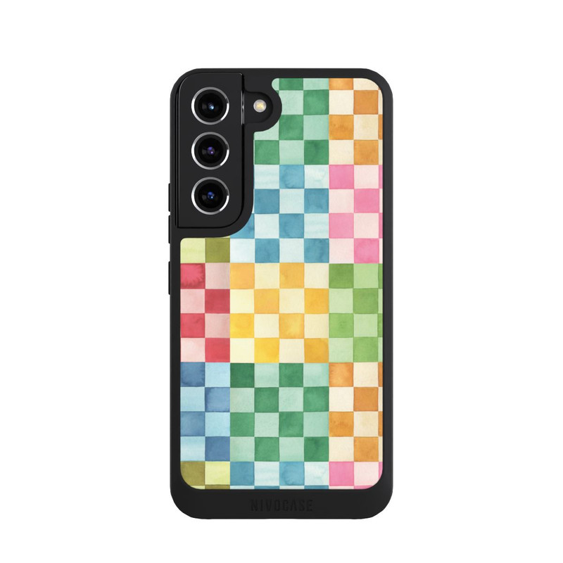 Galaxy S22 NIVOpure Checkerboard Watercolor Chess Geometric Red