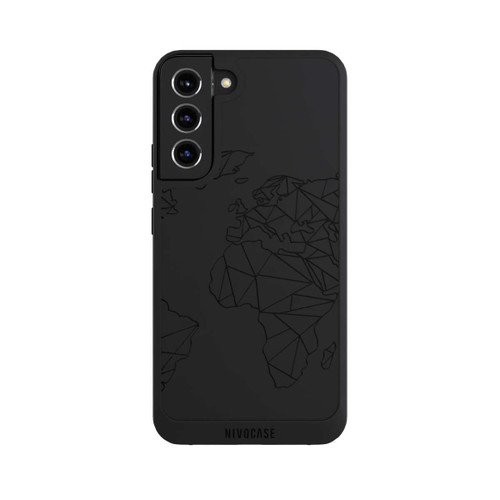 Samsung Galaxy S22+ NIVOpure Polygon Weltkarte Schwarz ohne Hintergrund