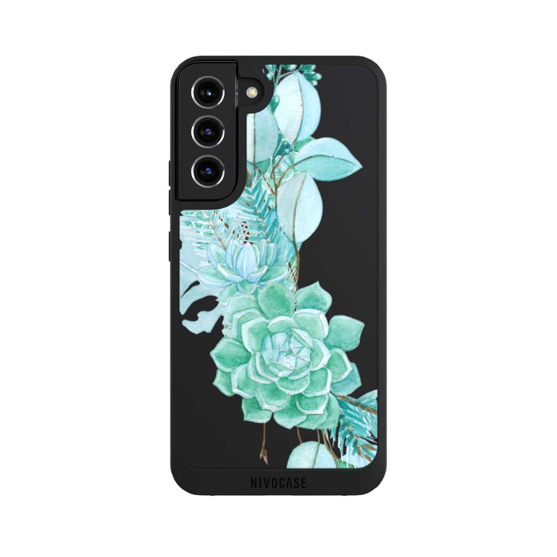 Galaxy S22 + NIVOpure Flowers Mint Green Transparent
