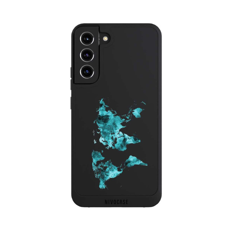Galaxy S22 + NIVOpure World Map Teal Transparent