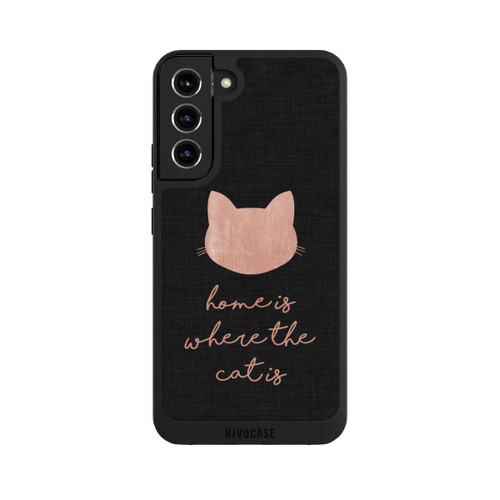 Samsung Galaxy S22+ NIVOpure Home Is Where The Cat Is - Pink on Black 