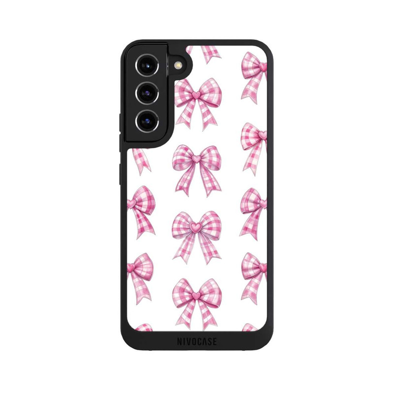 Galaxy S22 + NIVOpure Pink Gingham Hearts and Bows