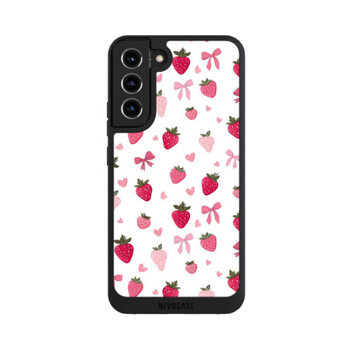 Samsung Galaxy S22+ NIVOpure Erdbeer Herz Schleifen Muster Pink