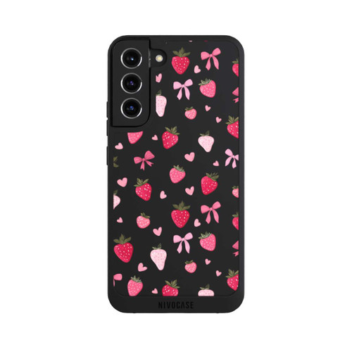 Samsung Galaxy S22+ NIVOpure Strawberry Ribbon Pattern Pink Transparent