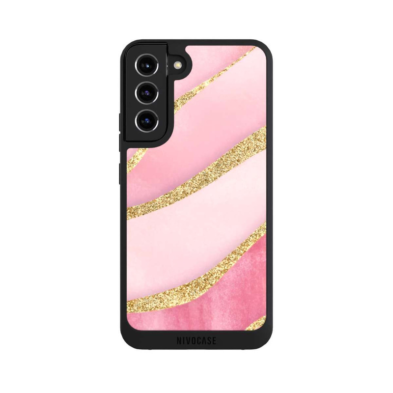 Galaxy S22 + NIVOpure Pink Marble Goldprint Stripes