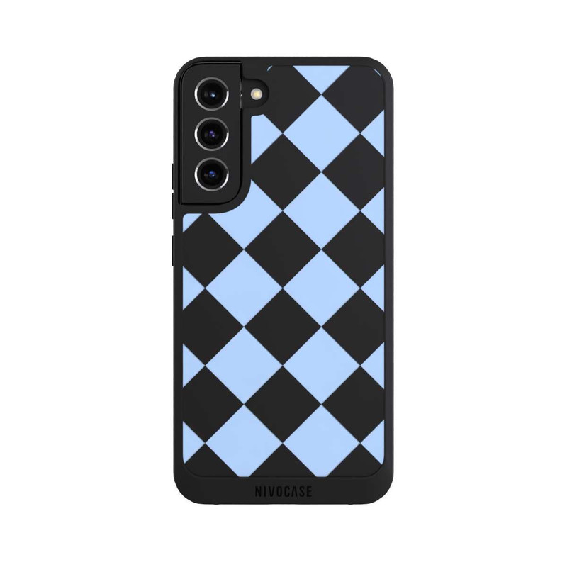 Galaxy S22 + NIVOpure Checked Pattern Light Blue without Background