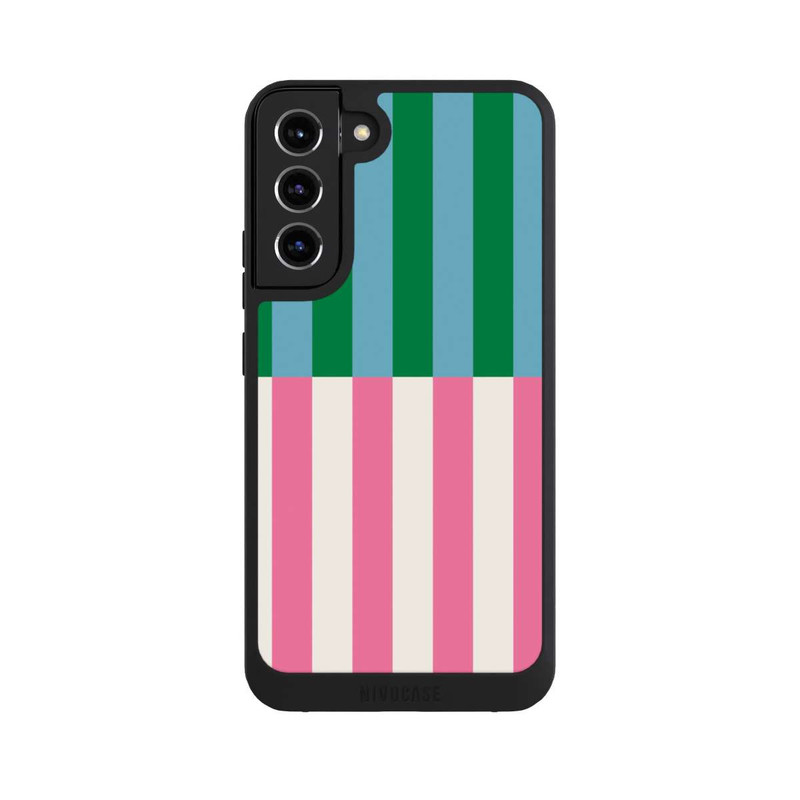 Galaxy S22 + NIVOpure Motif Rayé Vert Rose