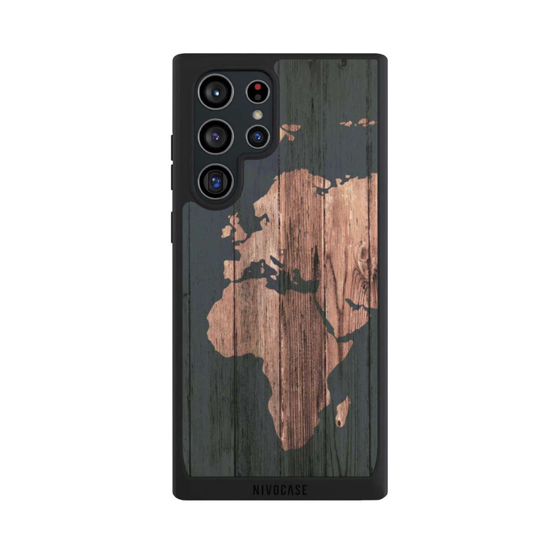 Galaxy S22 Ultra NIVOpure Wooden World Map