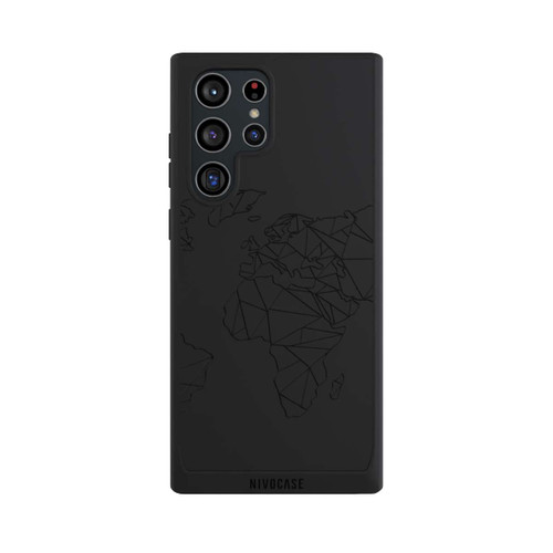 Samsung Galaxy S22 Ultra NIVOpure Polygon Weltkarte Schwarz ohne Hintergrund