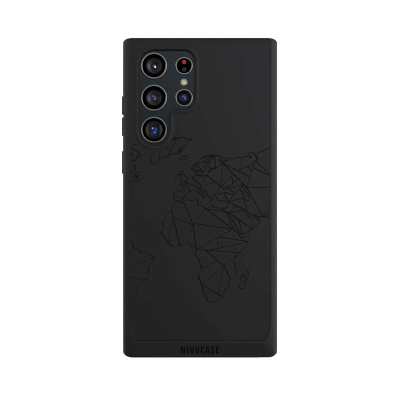 Galaxy S22 Ultra NIVOpure Polygon Weltkarte Schwarz ohne Hintergrund