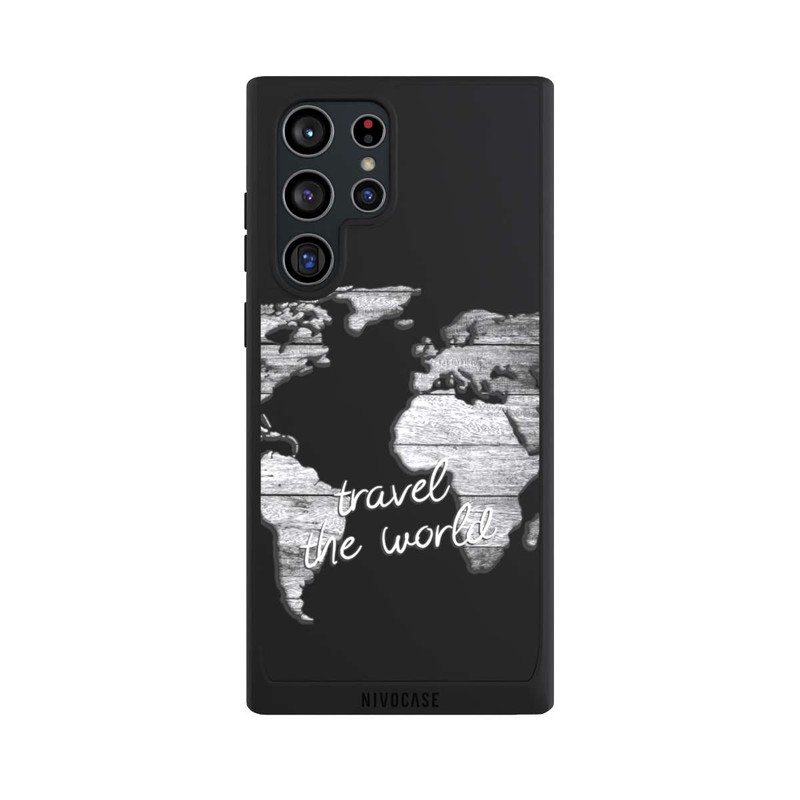 Galaxy S22 Ultra NIVOpure Carte du Monde Bois sans Fond
