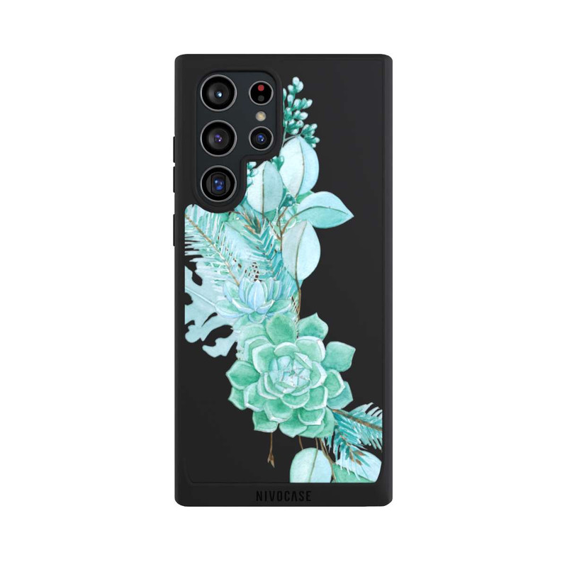 Galaxy S22 Ultra NIVOpure Fleurs Vertes Menthes Transparent