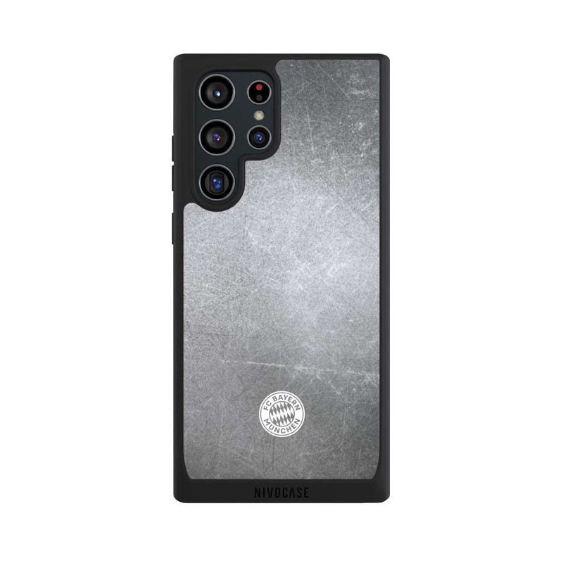 Galaxy S22 Ultra NIVOpure Klassisches FCB Logo Klein - Weiß auf Metalllook