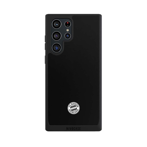Samsung Galaxy S22 Ultra NIVOpure Klassisches FCB Logo Klein - Weiß auf Schwarz