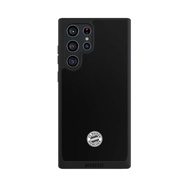 Galaxy S22 Ultra NIVOpure Logo FCB Classique Petit - Blanc sur Fond Noir