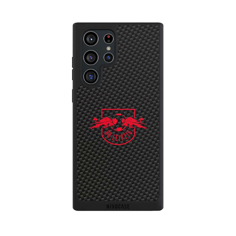 Galaxy S22 Ultra NIVOpure Rotes RB Leipzig Logo auf Carbonoptik