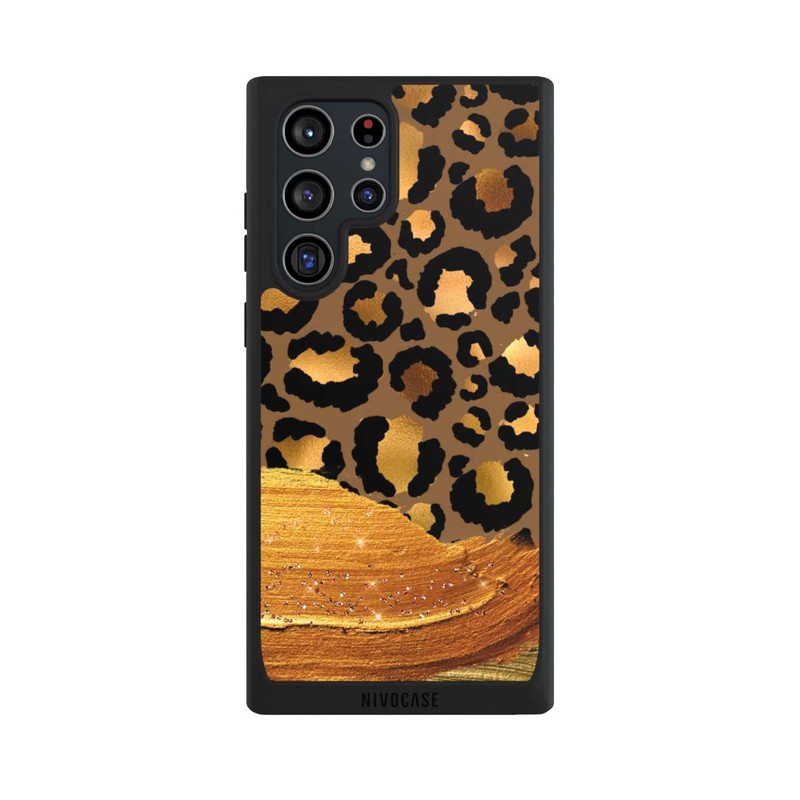 Galaxy S22 Ultra NIVOpure Look pailleté léopard doré foncé