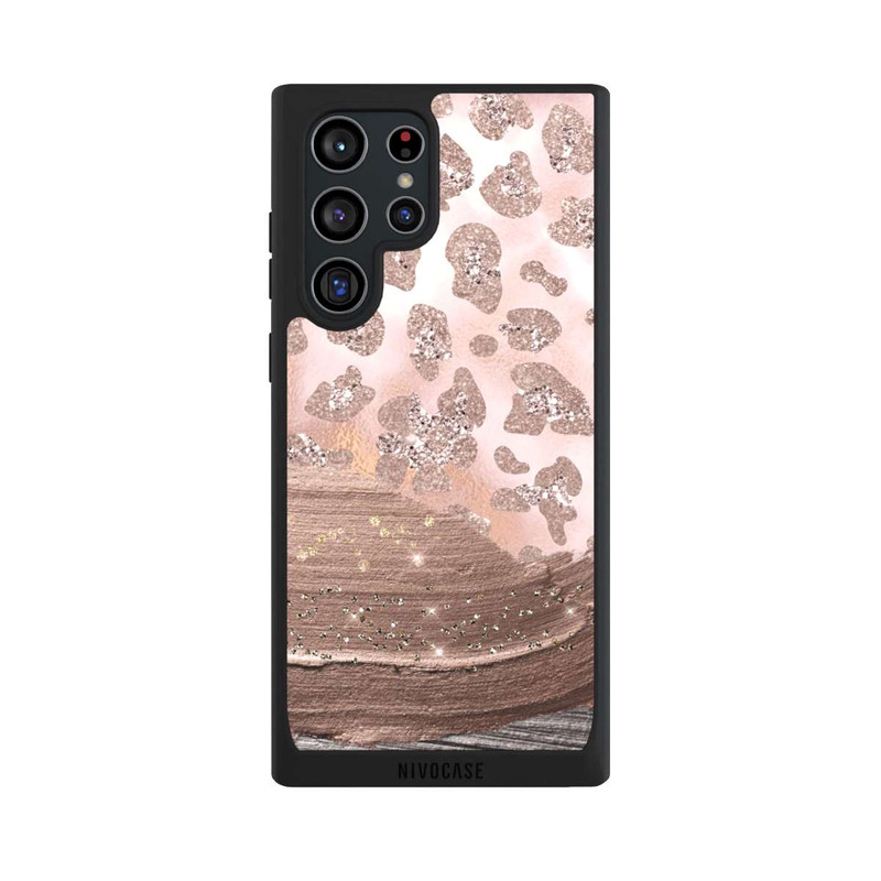 Galaxy S22 Ultra NIVOpure Silberner Leoparden Glitzerlook