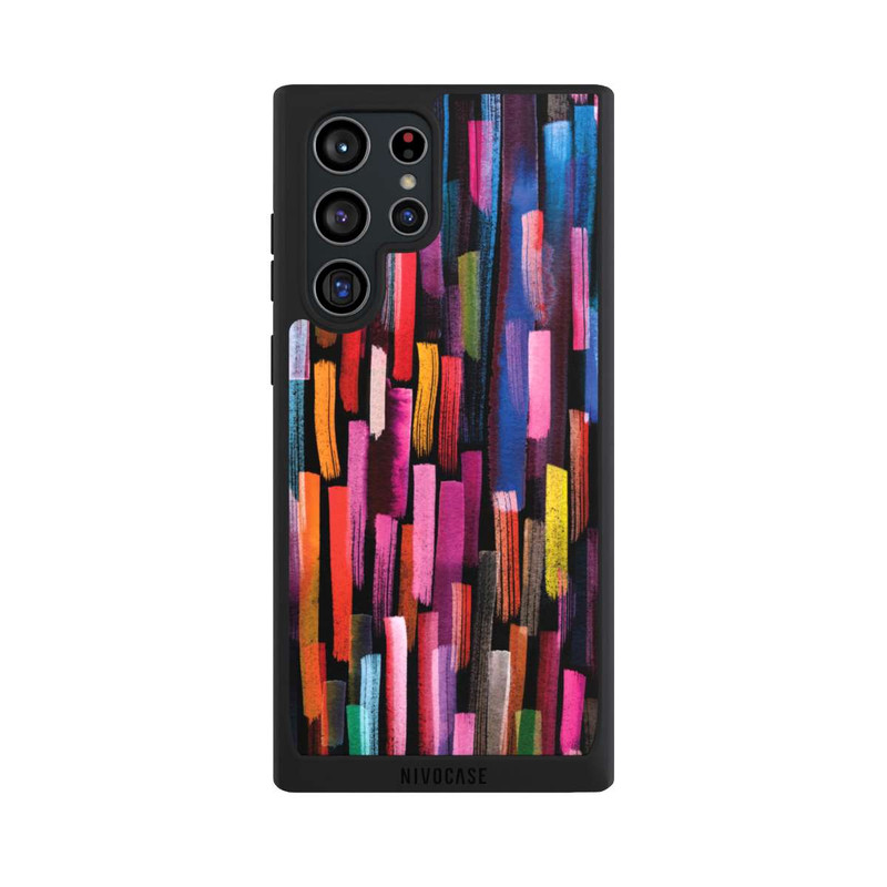 Galaxy S22 Ultra NIVOpure Coups De Pinceaux Colorés Noir