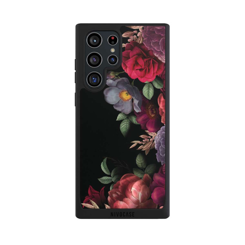 Galaxy S22 Ultra NIVOpure Blumen Auf Schwarz