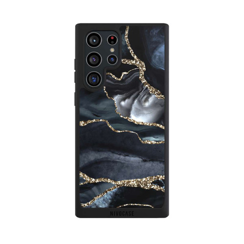Samsung Galaxy S22 Ultra NIVOpure Dunkler Marmor Gold Glitzerlook