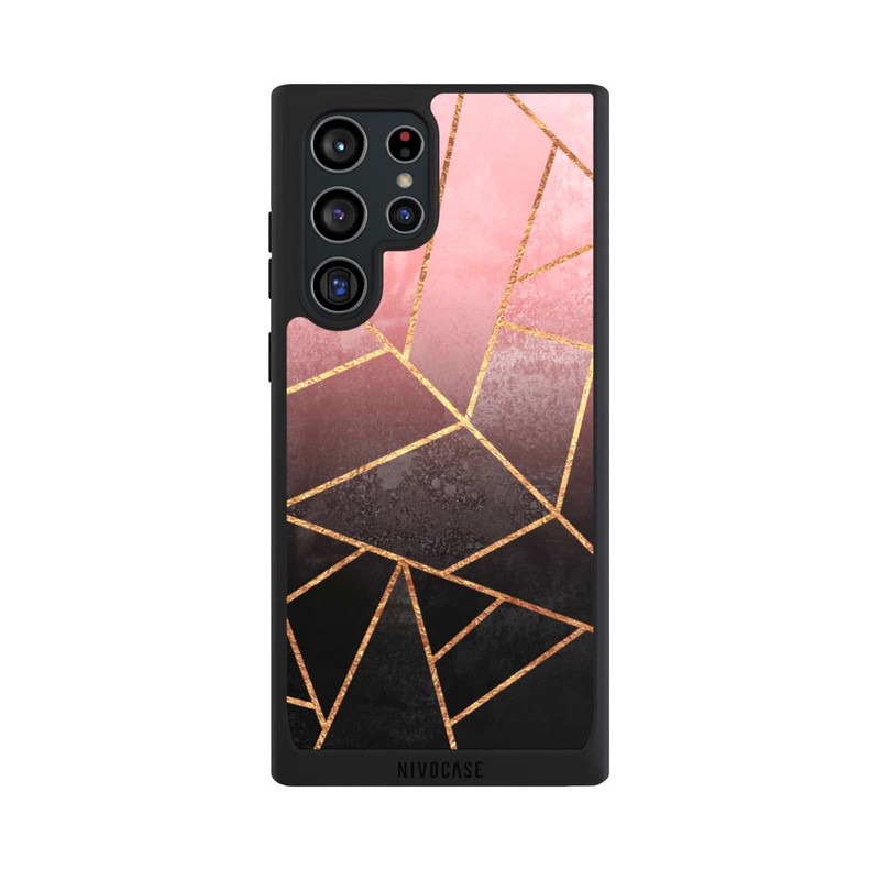Galaxy S22 Ultra NIVOpure Pinker und Schwarzer Stein Gold Druck