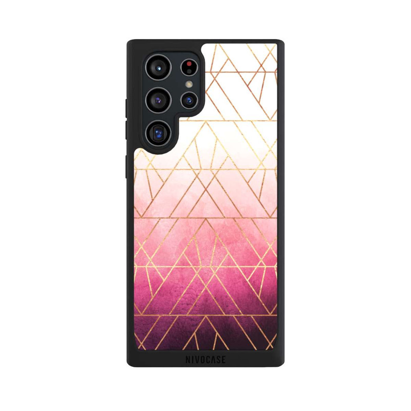 Galaxy S22 Ultra NIVOpure Pink Ombre Triangles Gold Print