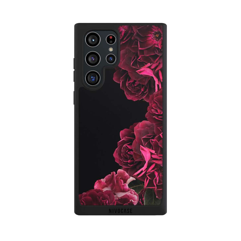 Galaxy S22 Ultra NIVOpure Roses Vintage sur Fond Noir