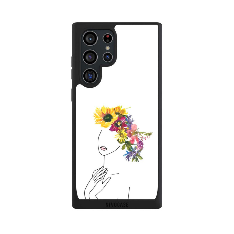 Galaxy S22 Ultra NIVOpure Line Art femme et couronne de fleurs