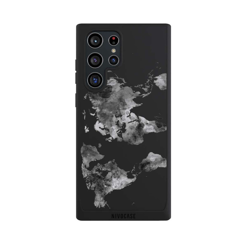 Galaxy S22 Ultra NIVOpure World Map Black Transparent