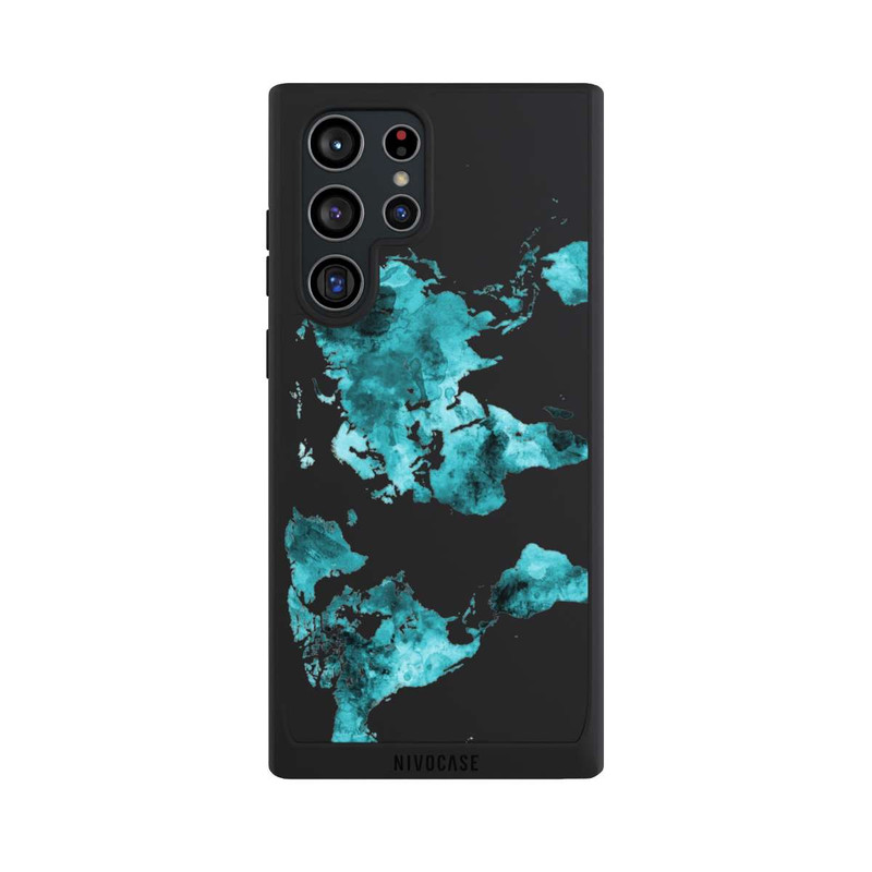 Galaxy S22 Ultra NIVOpure Carte du monde Teal Transparent