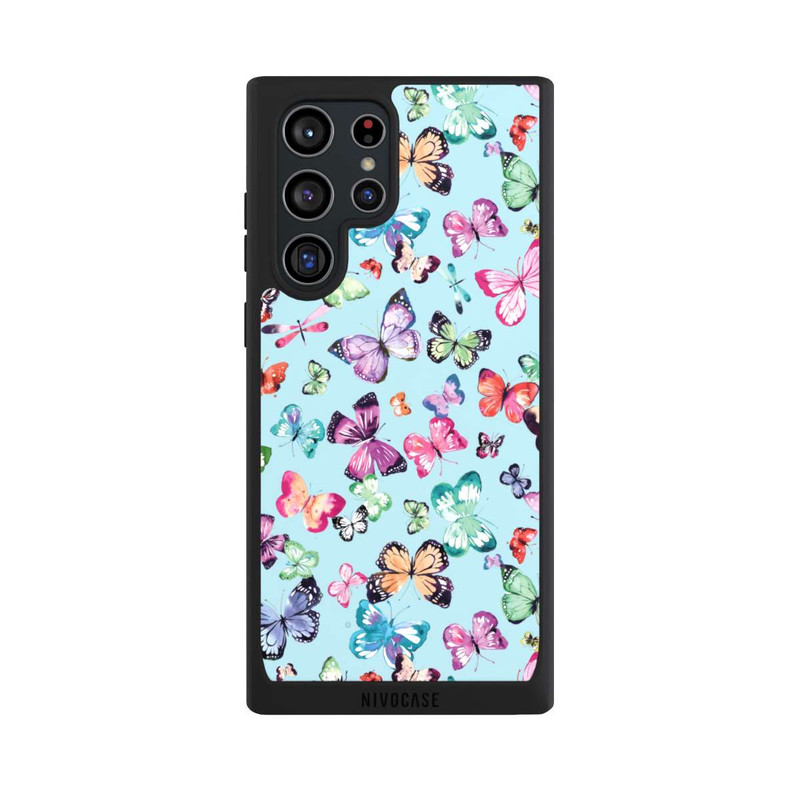 Galaxy S22 Ultra NIVOpure Papillons Rose Orange Bleu