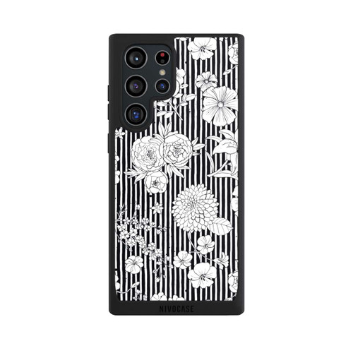 Samsung Galaxy S22 Ultra NIVOpure Fleurs et rayures noir et blanc