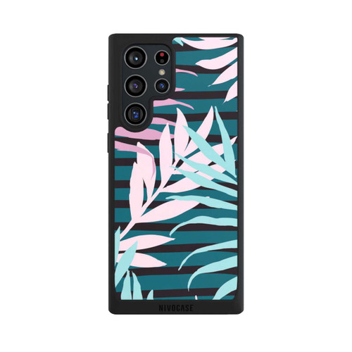 Samsung Galaxy S22 Ultra NIVOpure Pastell-Dschungelblätter rosa blaugrün