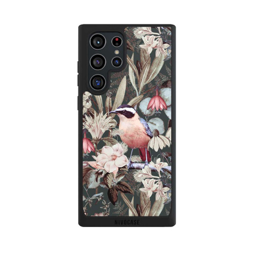 Samsung Galaxy S22 Ultra NIVOpure Orangefarbener Vogel im Vintage Blumenmuster