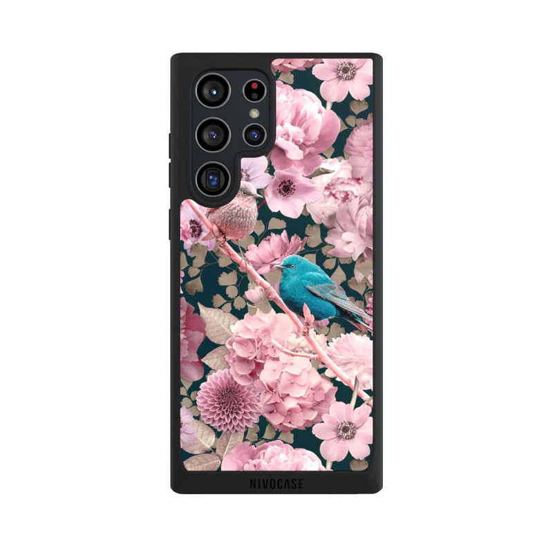 Galaxy S22 Ultra NIVOpure Sparrows in Pink Flower Pattern