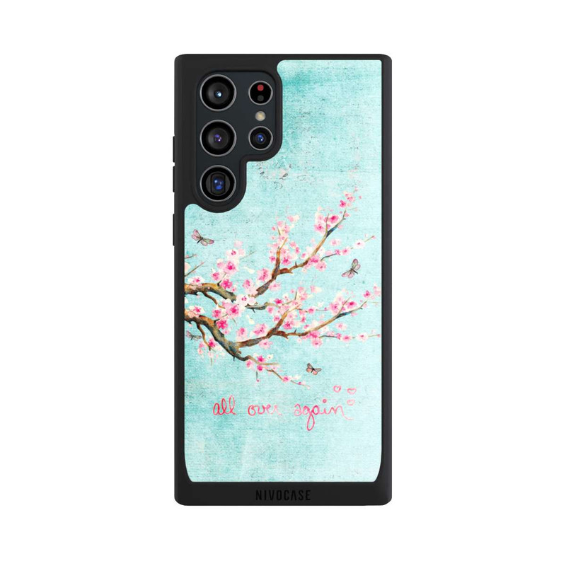 Galaxy S22 Ultra NIVOpure Motif d'arbre en fleurs de cerisier bleu