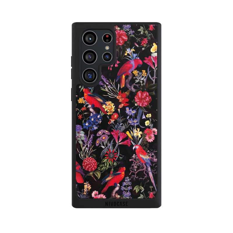 Galaxy S22 Ultra NIVOpure Fleurs sombres et perroquets