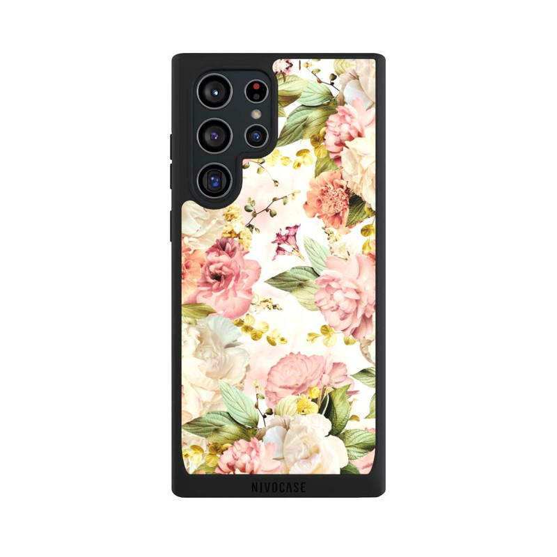 Galaxy S22 Ultra NIVOpure Cadre fleur pivoines beige