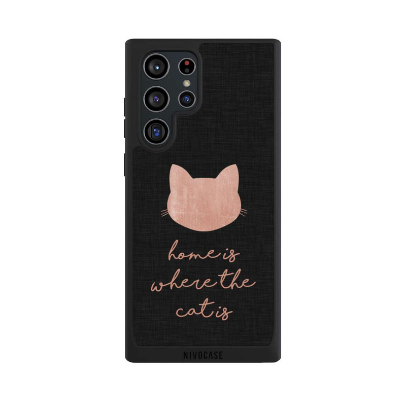 Galaxy S22 Ultra NIVOpure Home Is Where The Cat Is - Rose sur noir 
