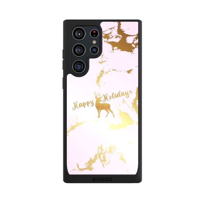 Galaxy S22 Ultra NIVOpure Happy Holidays Reindeer Gold