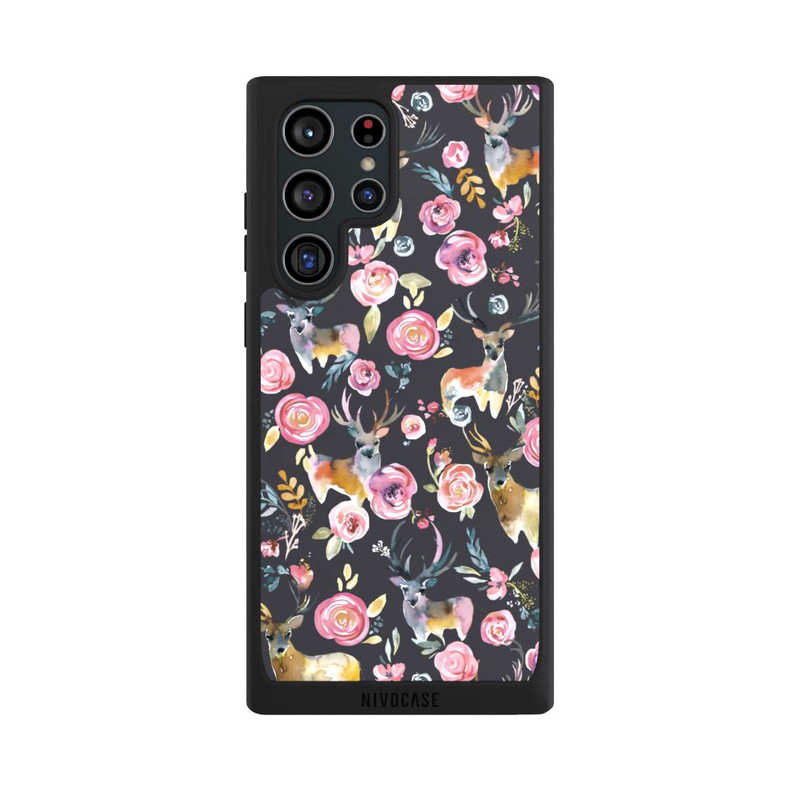 Galaxy S22 Ultra NIVOpure Hirsche und Blumen Anthrazit
