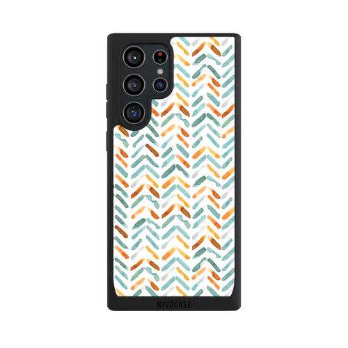 Samsung Galaxy S22 Ultra NIVOpure Elegantes Herbstchevron Blau Orange