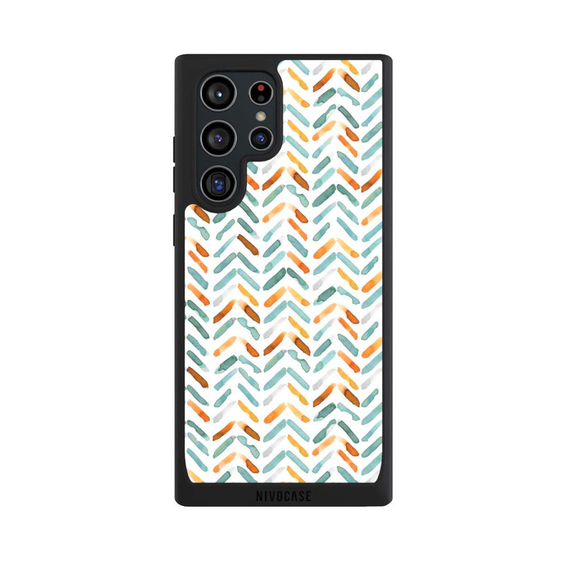 Galaxy S22 Ultra NIVOpure Élégant Automne Chevron Bleu Orange