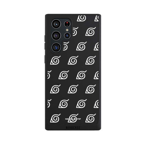 Samsung Galaxy S22 Ultra NIVOpure Konoha Pattern Blanc sur Fond Transparent