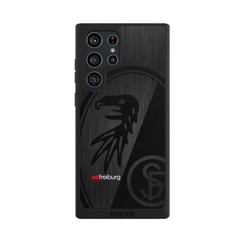 Samsung Galaxy S22 Ultra NIVOpure  Kratzen Metall Hintergrund mit dem Schriftzug  Vertikal SC Freiburg